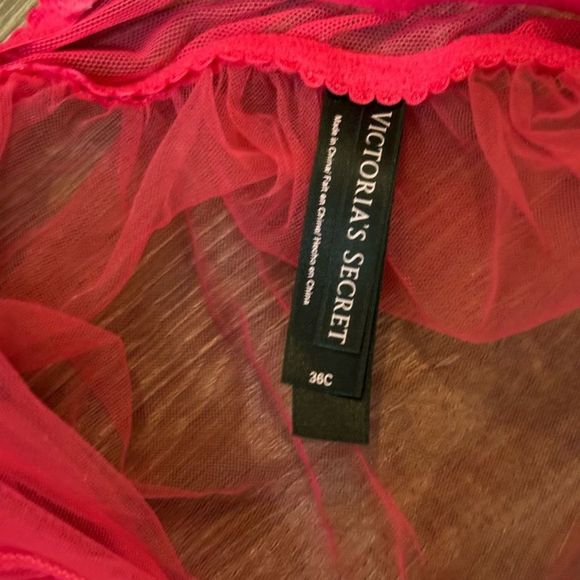 NWOT Victoria’s Secret Sheer Hot Pink Open Baby Doll Top size 36C - Picture 6 of 6
